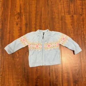 Koala Kids- Light Blue Knit Sweater with Floral Pattern